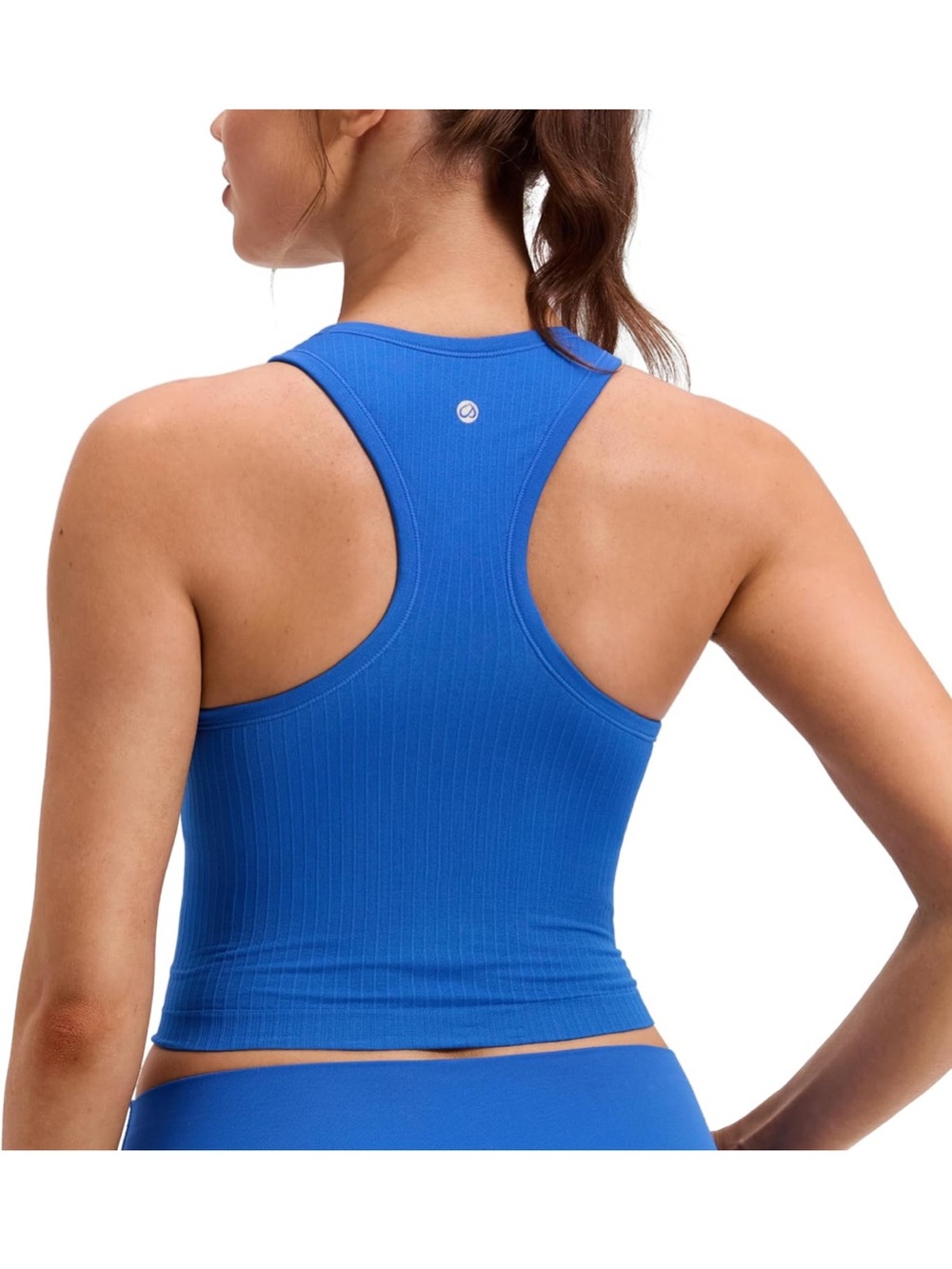 CRZ YOGA Racerback Ribbed Tank Top - Blue - Picture 6 of 10